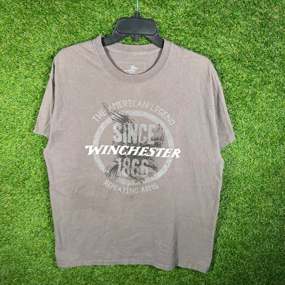 Winchester Repeating Arms Graphic T-Shirt Mens Large Brown Eagle American Legend